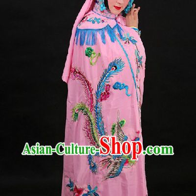 Pink Traditional Chinese Princess Phoenix Embroidery Cape