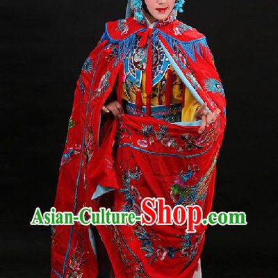 Red Traditional Chinese Phoenix Embroidery Mantle