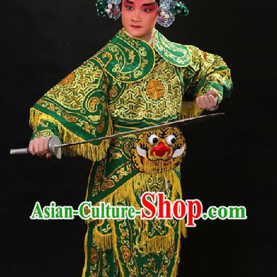 Traditional Chinese Opera Hero Wusheng General Character Outfit and Hat