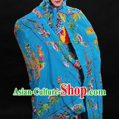 Blue Traditional Chinese Phoenix Embroidery Cape