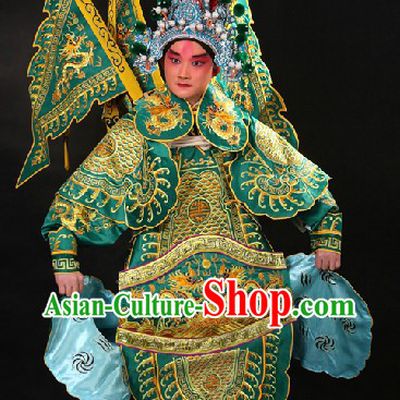 Traditional Chinese Wusheng General Hero Costumes and Hat