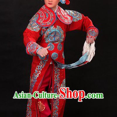 Traditional Chinese Wusheng Character Outfit and Helmet for Men