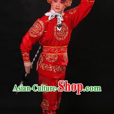 Red Traditional Chinese Drum Player Costume and Hat