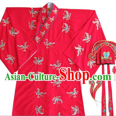 Chinese Classical Wedding Bridegroom Butterfly Embroidered Costumes and Hat
