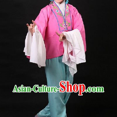 Traditional Chinese Deep Pink Beijing Opera Hua Dan Long Sleeves Practice Costume