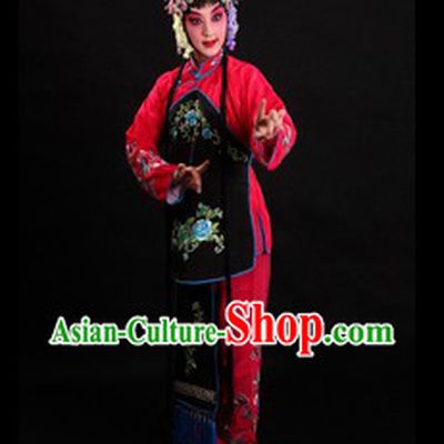 Traditional Chinese Red Stage Performance Waitress Costumes for Women