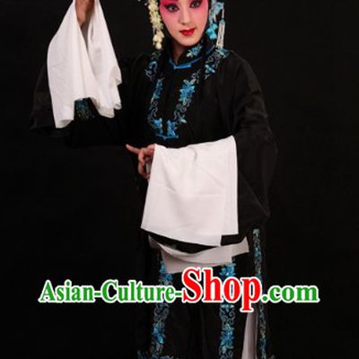 Black Chinese Peking Opera Qingyi Robe and Skirt for Women