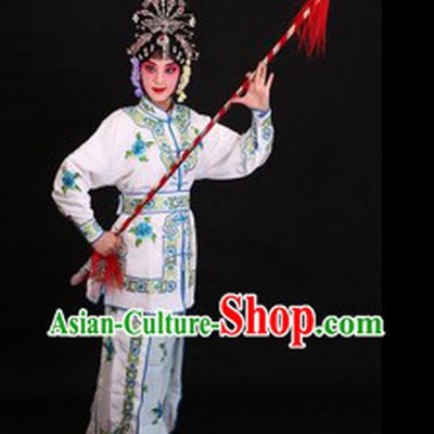 Peking Opera White Snake Legend Female Warrior Costumes and Headpieces
