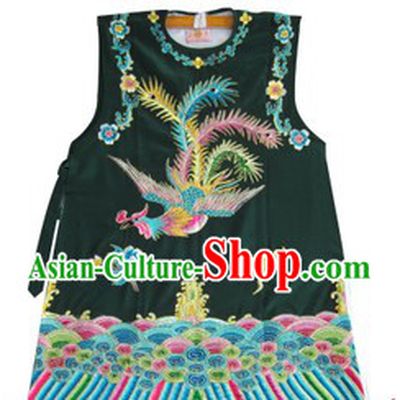 Black Traditional Chinese Opera Lao Dan Phoenix Embroidery Jacket