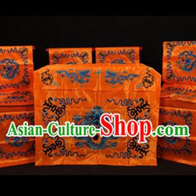 Traditional Chinese Peking Opera Imperial Family Desk and Four Chairs Background