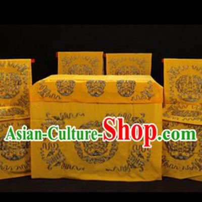 Traditional Chinese Opera Stage Performance Desk and Four Chairs Decorations