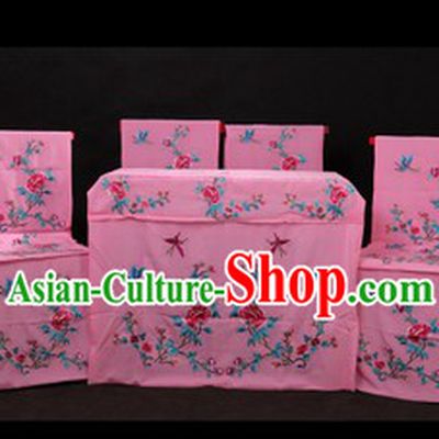 Traditional Chinese Opera Stage Performance Desk and Four Chairs Decorations