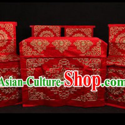 Beijing Opera Stage Performance Desk and Four Chairs Background