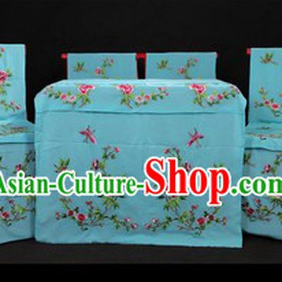 Beijing Opera Stage Performance Desk and Four Chairs Background