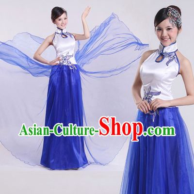 Stage Performance Lute Artist Costumes and Headwear Complete Set for Women