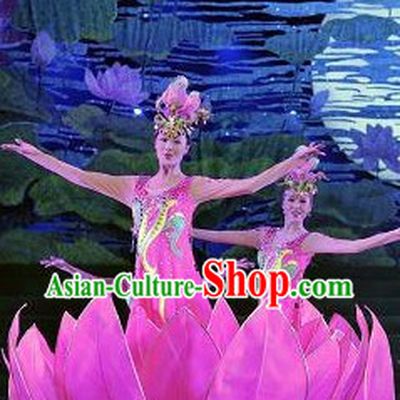 Pink Lotus Dream Dance Costume Headwear and Lotus Prop Complete Set