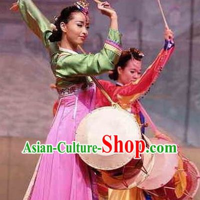 Korean Ethnic Long Drum Dance Costumes for Women