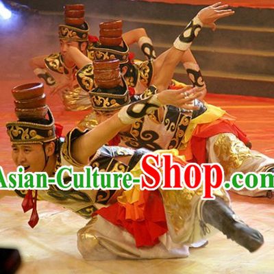 Traditional Chinese Xinjiang Ethnic Dance Costumes and Hat for Men