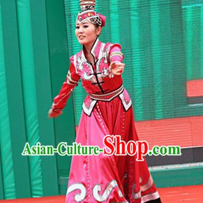 Traditional Chinese Xinjiang Ethnic Dress and Hat for Women