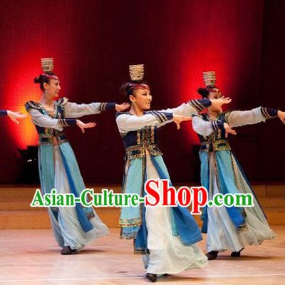 Traditional Chinese Xinjiang Minority Dance Costume and Hat for Women
