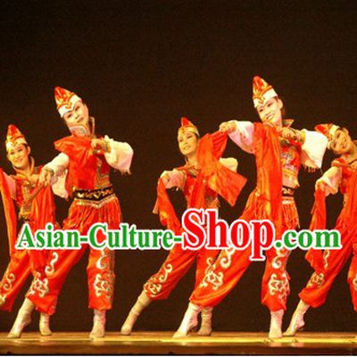 Chinese Riding on Horseback Dance Costumes and Hat for Women