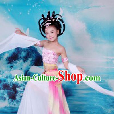Ancient Chinese Fairy Dancing Costume and Wig for Kids