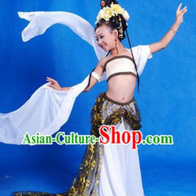 Ancient Chinese Fairy Dancing Costume and Wig for Children