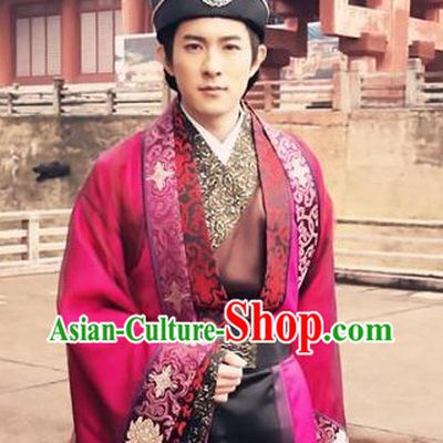 Ancient Traditional Imperial Palace Secretary Costume and Hat for Men