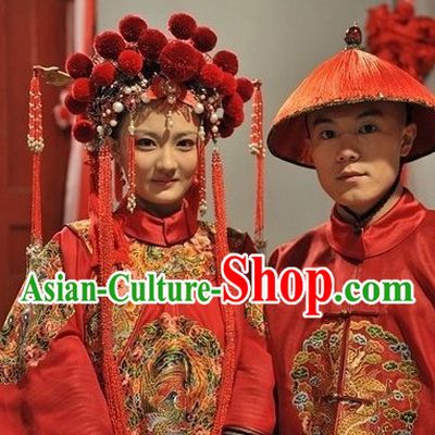 Ancient Chinese Wedding Dresses and Hats for Men and Women