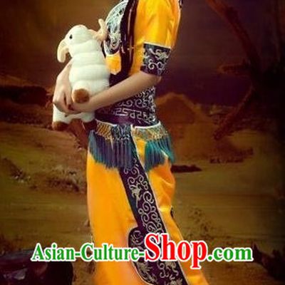 Mysterious Ancient Chinese Yellow Ethnic Clothes