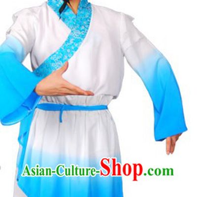 Colour Transition Chinese Classical Dancing Costumes and Headband Complete Set for Men