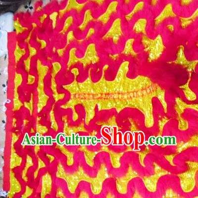 Red Long Wool Gold Sequins Competition and Parade Lion Dance Tail Pants Claws Set
