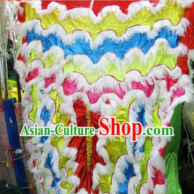 Rainbow Color Long Wool Lion Dance Body Costume Pants Claws Set