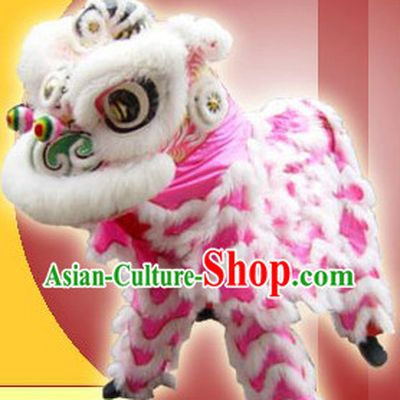 White Wool Hok San Lion Dance Costumes Complete Set for Adults