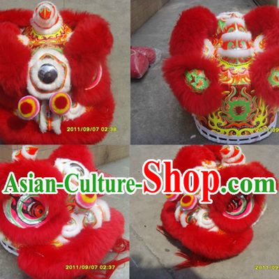 Red Sheep Wool Lion Dance Costumes Complete Set