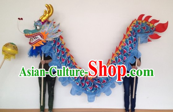 Traditional Chinese Blue Dragon Dance Costumes Complete Set for 3 or 4 Children