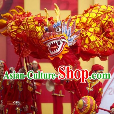Red Gold Chinese Dragon Costumes Complete Set for 6 People