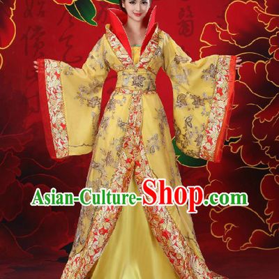 Ancient Chinese Empress Long Trail Costume and Hair Accessories