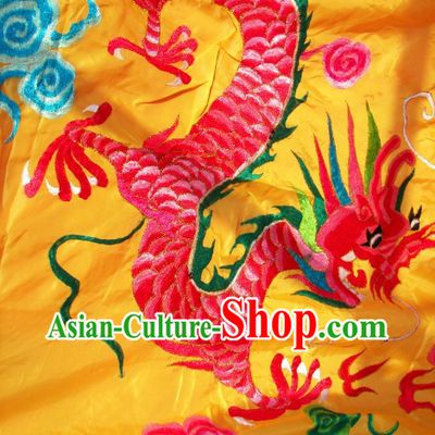 118 Inches Long Big Yellow Chinese Dragon Embroidery Festival Celebration Flag