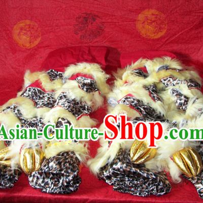 Leopard Pattern Chinese Festival Celebration Two Pairs of Lion Dance Pants and Shoes Covers