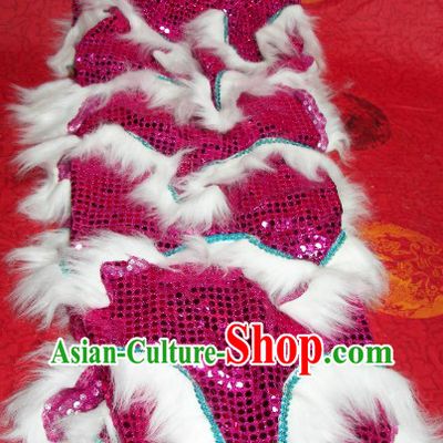 Two Pairs of Traditional Chinese Imitation Wool Lion Dance Pants and Shoes Covers