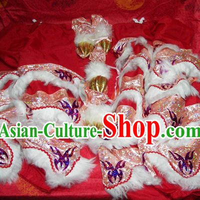Bat Fu Pattern Two Pairs of Lion Dance Pants and Shoes Covers