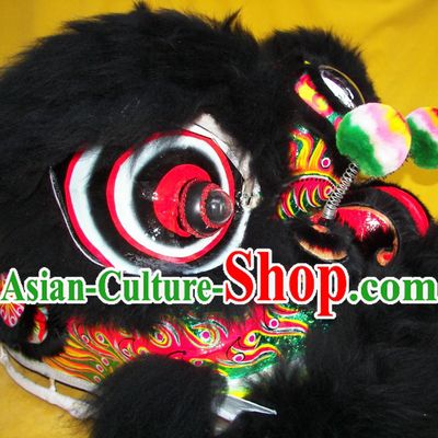Professional Competition and Parade Black Wool Lion Dance Costumes Complete Set for Adults