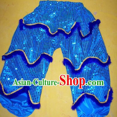 Imitation Wool Blue Color One Pair of Lion Dance Pants and Claws for Children