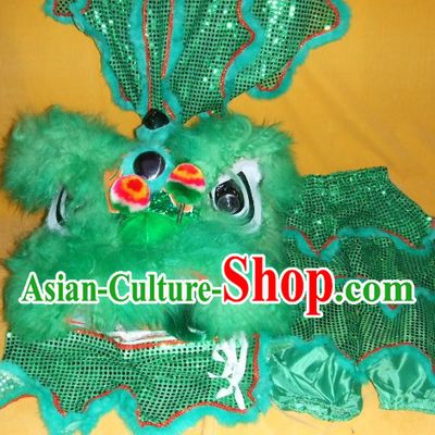One Person Green Chinese New Year Parade Children Size Lion Dance Costumes for Children