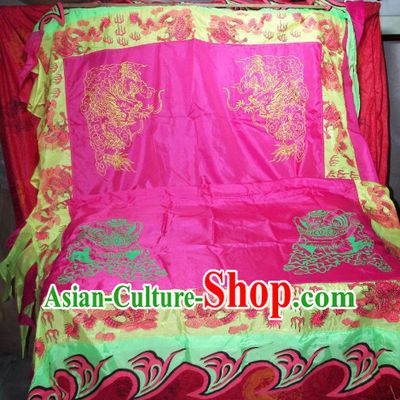Traditional Chinese Lion Dance and Dragon Dance Performance Giant Flag Banner