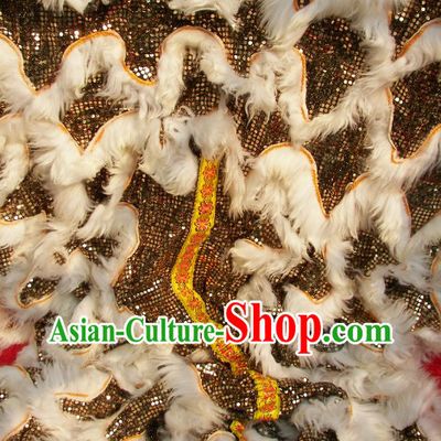 White Wool Black Sequins Lion Dance Body Costumes Pants and Claws