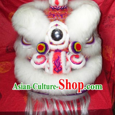 Supreme White Wool Hok San Lion Dance Costumes Complete Set