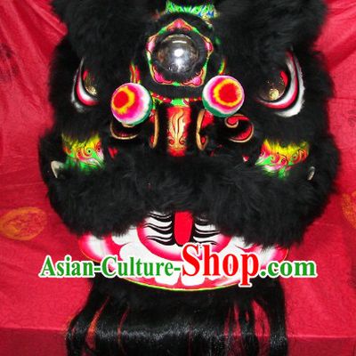 Top Quality Black Wool Green Underneath Lion Dance Costumes Complete Set
