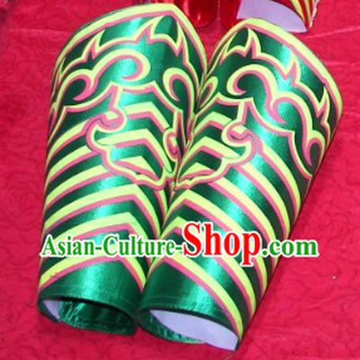 Green Professional Competiton and Performance Dragon Dancer and Lion Dance Legs Wrappings